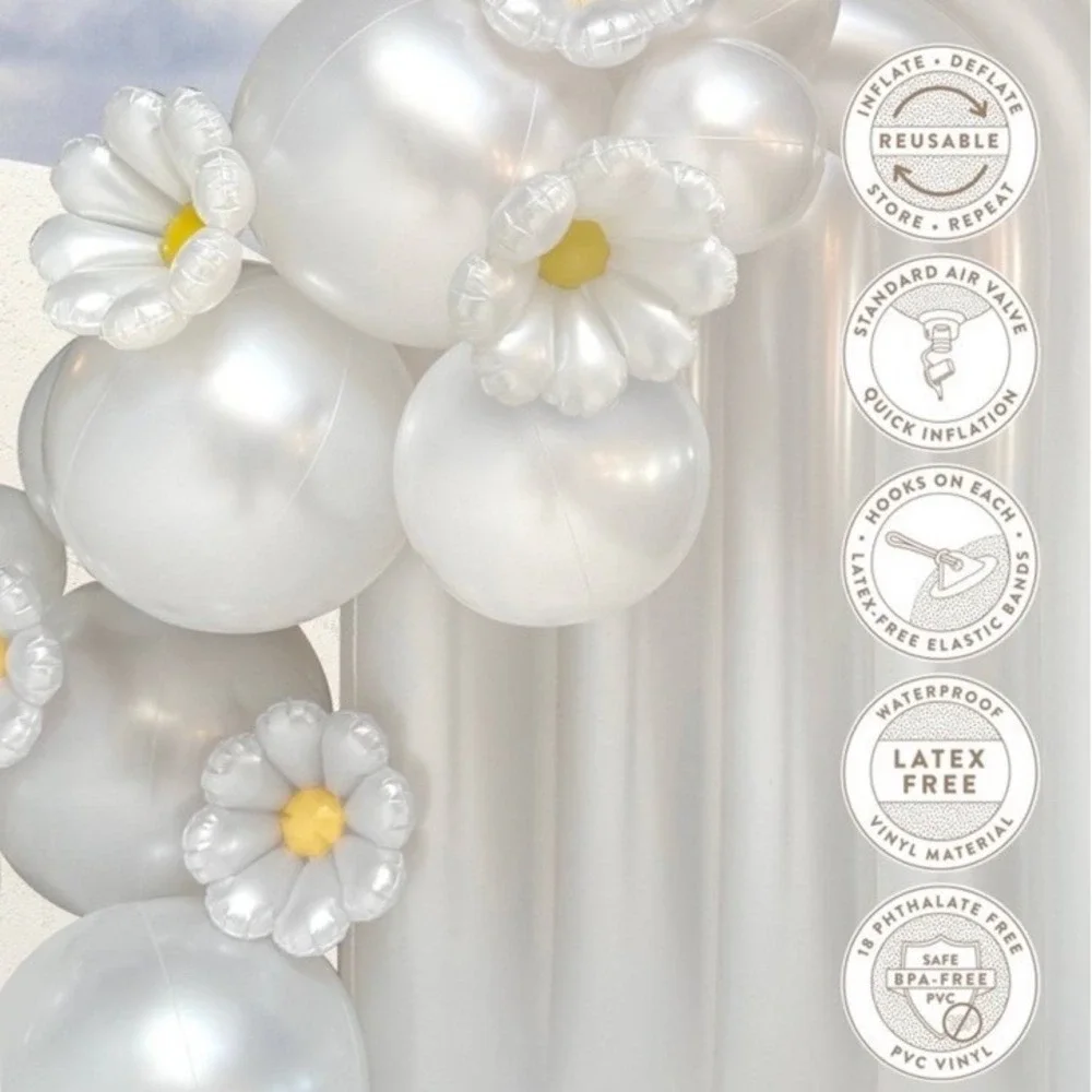 Minnidip BALLOON GARLAND Flowers In Pearl White 5 PACK Sealed New